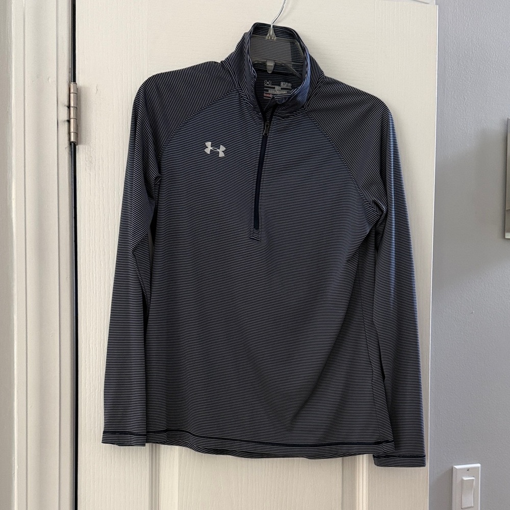 Under Armour Black & Gray Striped Quarter-Zip Pullover